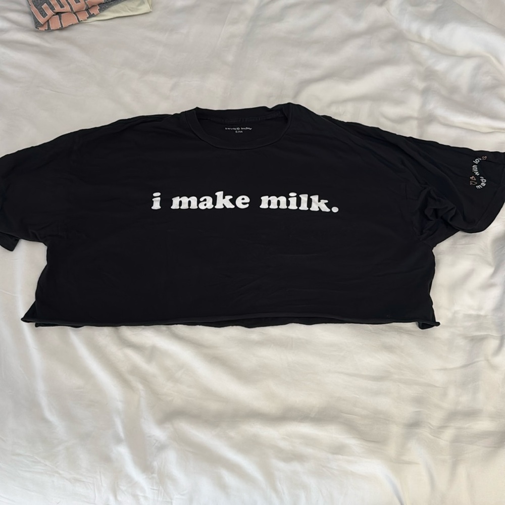 Karrie locher I make milk nursing breastfeeding oversized crop shirt